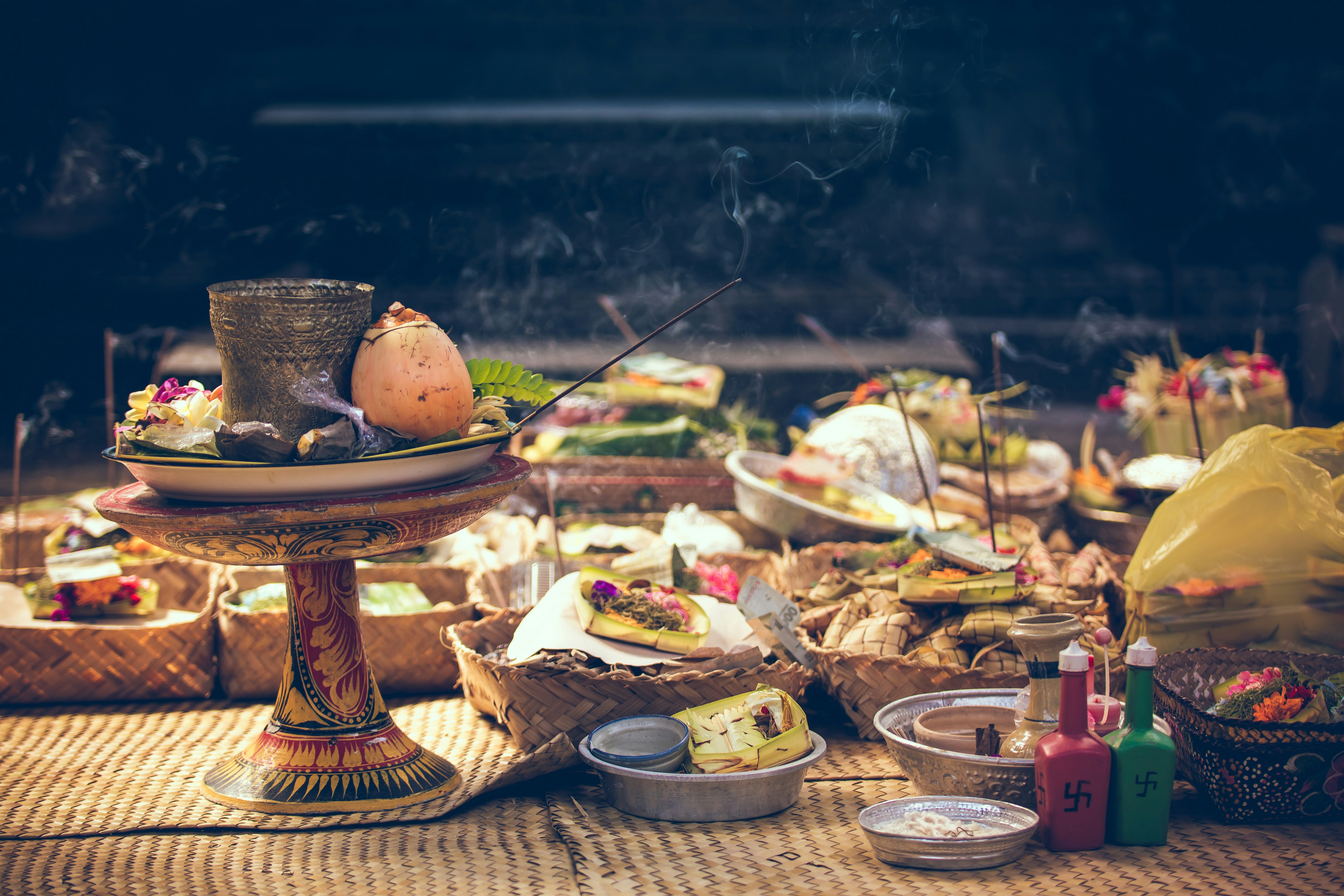 cooked food on beige table mat